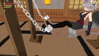 Милая госпожа кицунэ издевается над тобой носками в этой игре с женским доминированием - порно видео