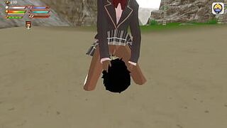 Женское доминирование, сцена с писсингом на пляже в университете - порно видео